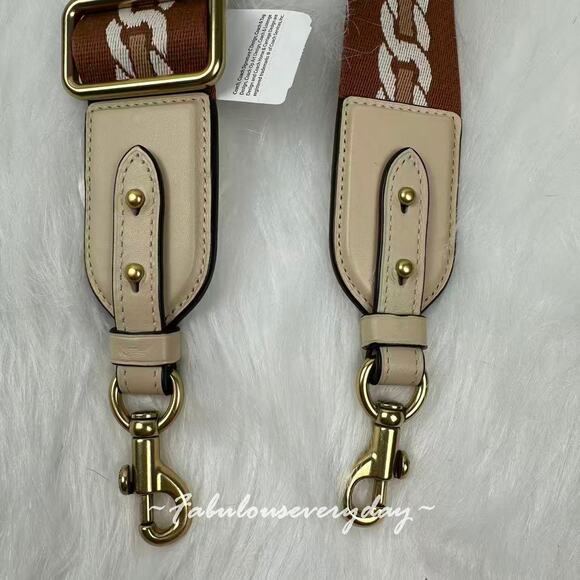 Coach Strap With Chain Stripe In Nylon/Brass/Ivory C3619 NWT - Picture 5 of 7